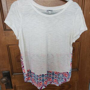 White shirt with colorful back/bottom